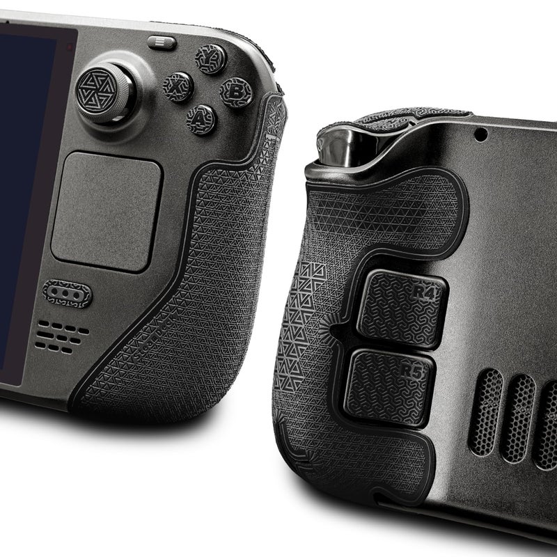 Luck&Link Controller Grip for Steam Deck OLED&LCD,Textured Skin kit,Anti-Skid Sweat-Absorbent Controllers Handle Grips, Buttons,Triggers,D-pad(Ultra-Obsidian Black) - Image 1